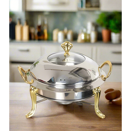 Buffet Round Food Warmer Chafing Dish Elegant Stainless Steel Catering Server
