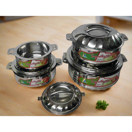 Signature Stainless Steel Hot Pot 4Piece Set 1000ml,1500ml,2500ml and 3500ml Insulated Food Warmers