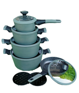 12pcs Jungle Green Edenburg Nonstick Cookware Set with Induction Bottom