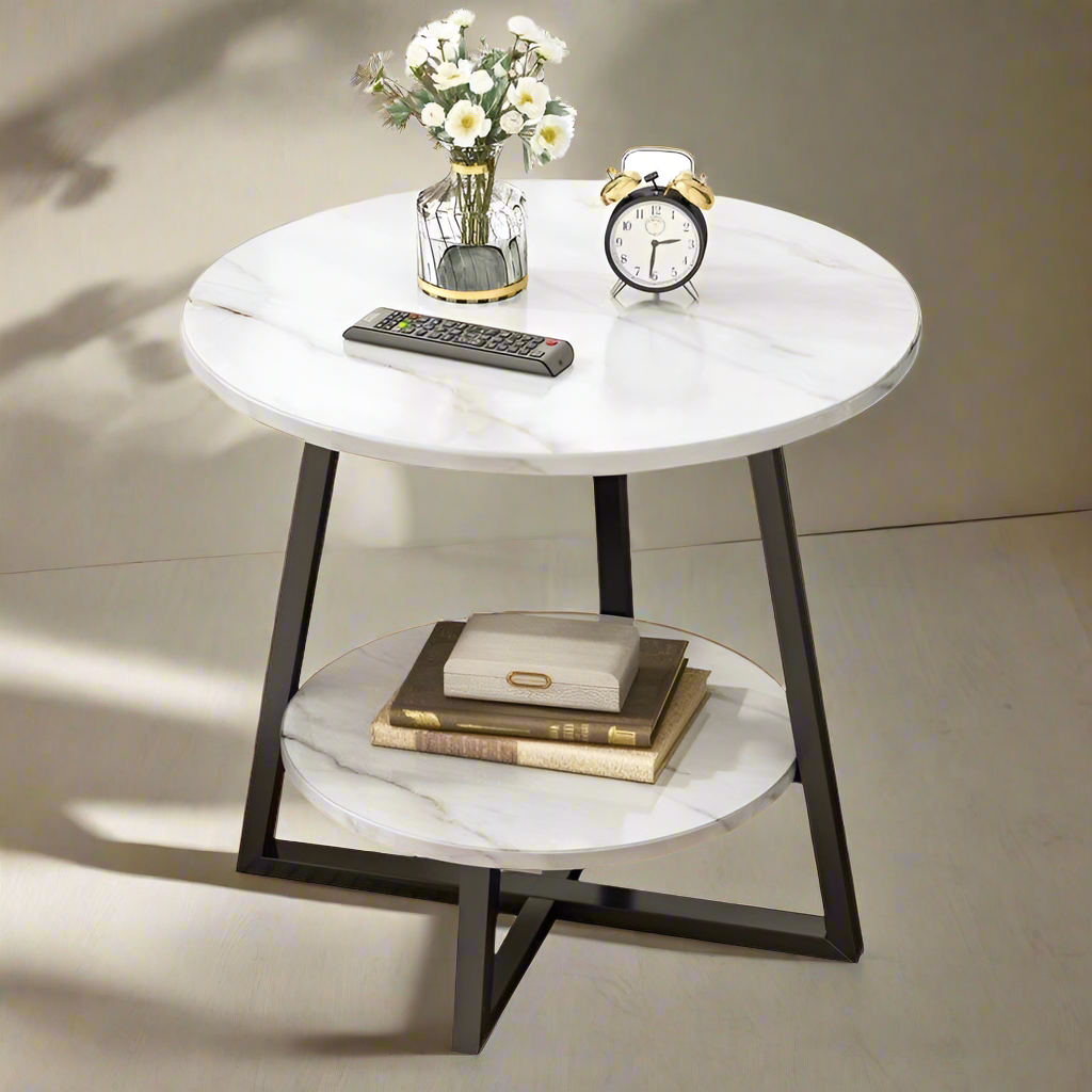 Furaha Finds Eye Catching Luxury Double Layered Coffee Side Table Elegant and modern home accent table with spacious storage, perfect for living rooms, bedrooms, and offices.