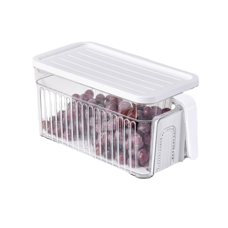 Acrylic Food Storage Container with Removable Draining Tray Stackable & Durable