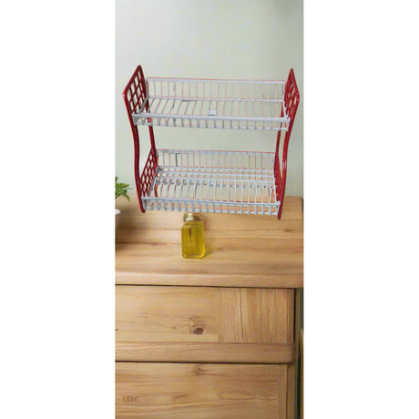 Two-Tier Plastic Dish Rack – Durable Kitchen Organizer for Plates and Cutlery (Available in Blue, Green, Red)- Furaha Finds Kenya