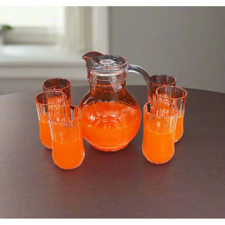7 Piece Water|Juice Set 1.8L Capacity Jug with 6 Diamond Transparent Glasses | 1.8l Jug & 6 Diamond Shaped Glasses- Furaha Finds Kenya