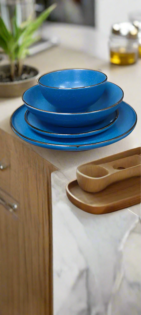 Furaha Finds 32-piece dinner set with 8 side plates, 8 dinner plates, 8 bowls, and 8 soup plates. Microwave and dishwasher safe, perfect for everyday dining and special occasions