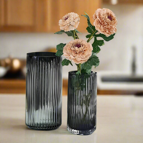Furaha Finds High quality Modern Creative Dark Glass Vase 28 cm elegant decorative home accent for stylish living room, dining, bedroom, and office decor.
