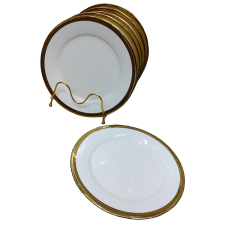 6 Piece Classy Ceramic Dinner Plates with Gold Rim | Suitable For Home Use, Events, & Fine Dining Experiences- Furaha Finds Kenya