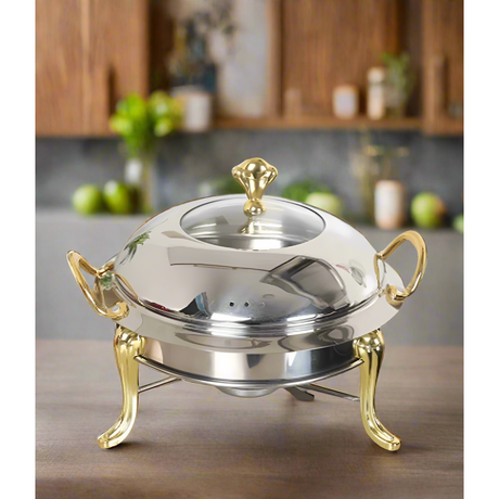 Buffet Round Food Warmer Chafing Dish Elegant Stainless Steel Catering Server