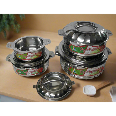 Signature Stainless Steel Hot Pot 4Piece Set 1000ml,1500ml,2500ml and 3500ml Insulated Food Warmers