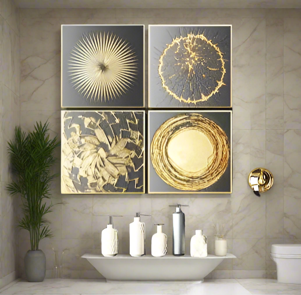 Furaha Finds 60x40cm 4Piece High Quality Canvas Wall Art  Minimalist wooden frame artwork for modern living room and home decor.
