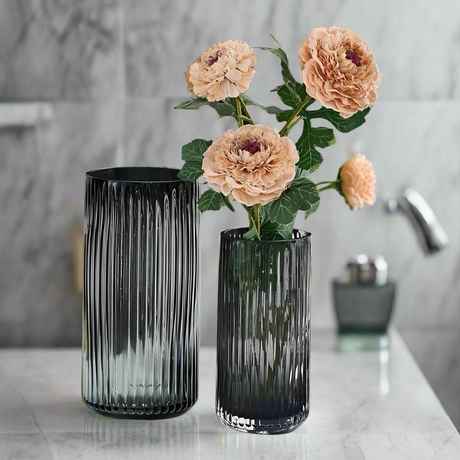 Furaha Finds High quality Modern Creative Dark Glass Vase 28 cm elegant decorative home accent for stylish living room, dining, bedroom, and office decor.