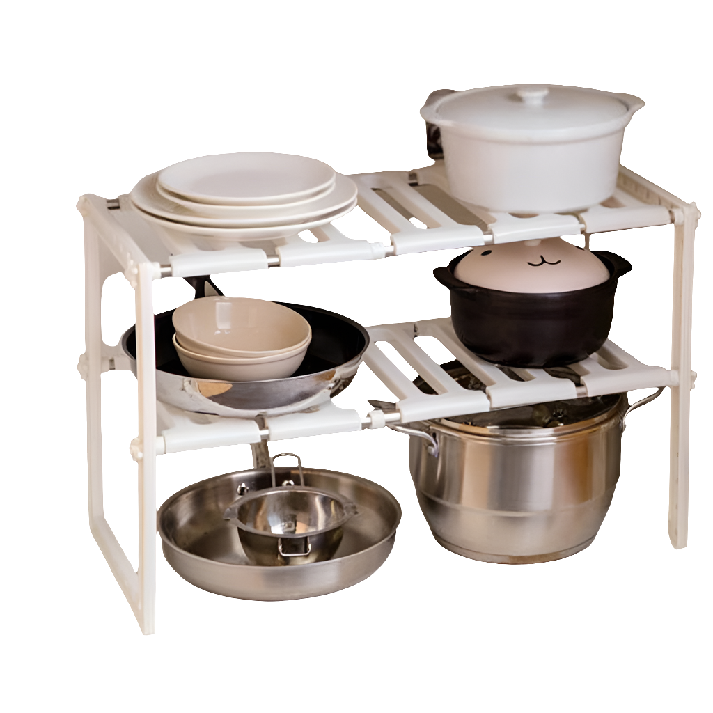 Under the Sink Organizer with Adjustable Shelves and Space-Saving Design