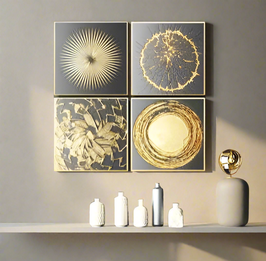Furaha Finds 60x40cm 4Piece High Quality Canvas Wall Art  Minimalist wooden frame artwork for modern living room and home decor.
