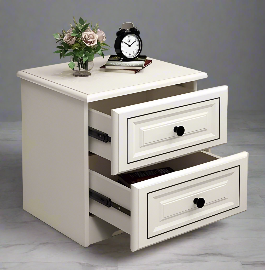 Furaha Finds Nordic Luxury Double Drawer Bedside Cabinet