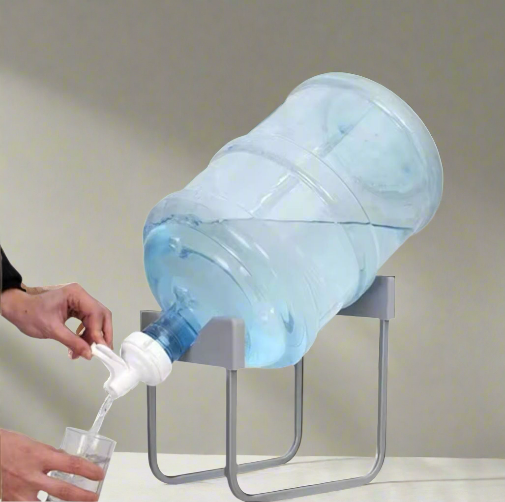 Furaha Finds detachable water stand and dispenser pump in grey. Portable, easy-to-use manual water dispenser
