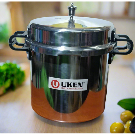 Uken Aluminum Jumbo Pressure Cooker in 18L 20L 22L 25L Sizes for Large Batch Cooking
