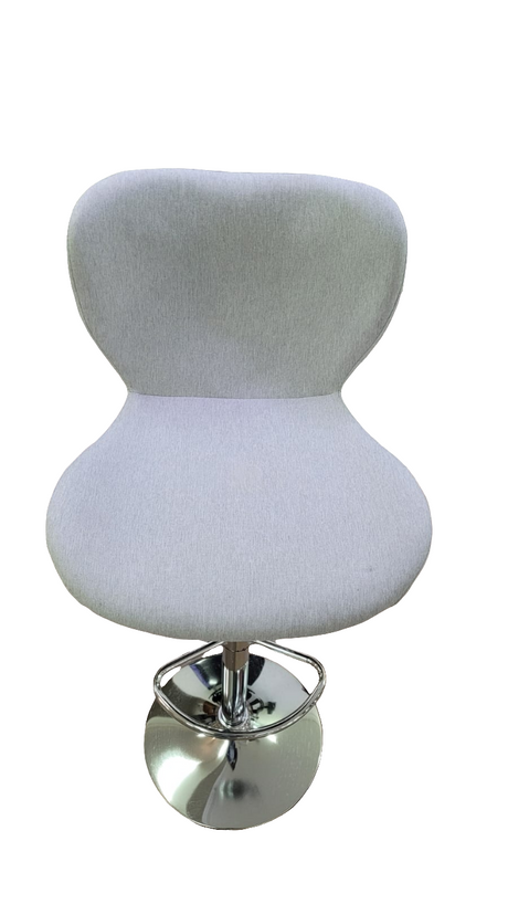 Modern Adjustable Swivel Bar Stool with Padded Fabric Seat and Chrome Base