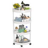 Detachable 4 Layer Corner Storage Trolley Rack 88cm High in White