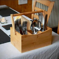 Bamboo Countertop Cutlery Organizer Portable For Home Cooks Kitchen organiser Storage & Organization