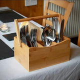 Bamboo Countertop Cutlery Organizer Portable For Home Cooks Kitchen organiser Storage & Organization