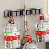 Wall Mounted Mop Holder Multi Functional Broom Hanger Shelf – Aluminum Storage Rack