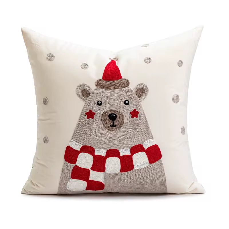 3pc Christmas Themed Pillow Covers - 45x45cm White with Red