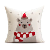 3pc Christmas Themed Pillow Covers - 45x45cm White with Red