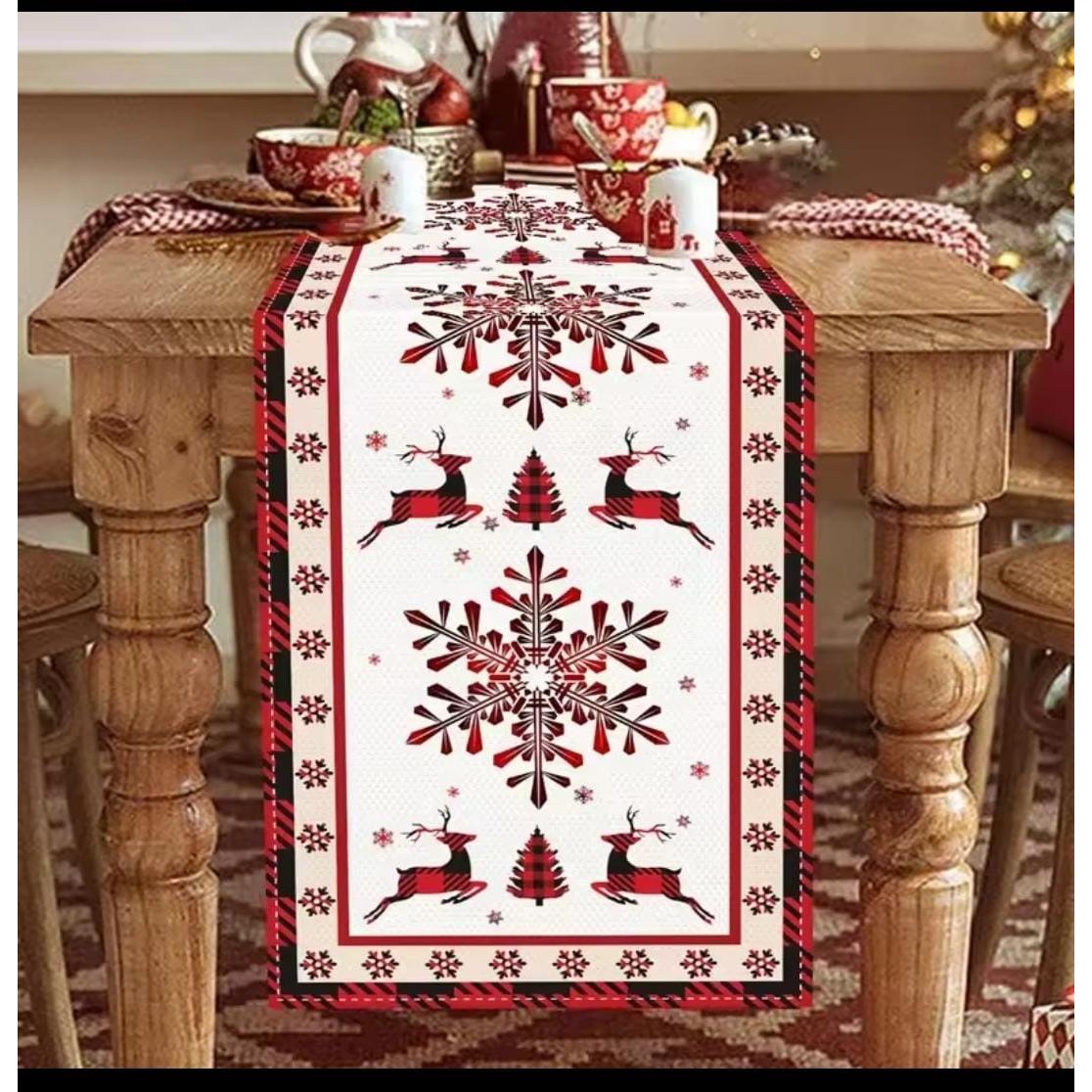 Christmas Themed Table Runners – 33x185cm Festive Dining Table Decoration