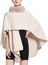 Faux Fur Collar Cape Shawl Cardigan Fashion Accessories Capes