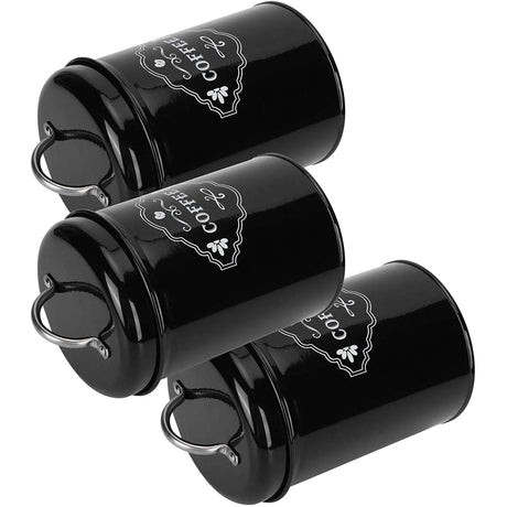 Metallic 3 piece 1.0L Capacity Coffee Storage Canisters with Stainless Steel Handle