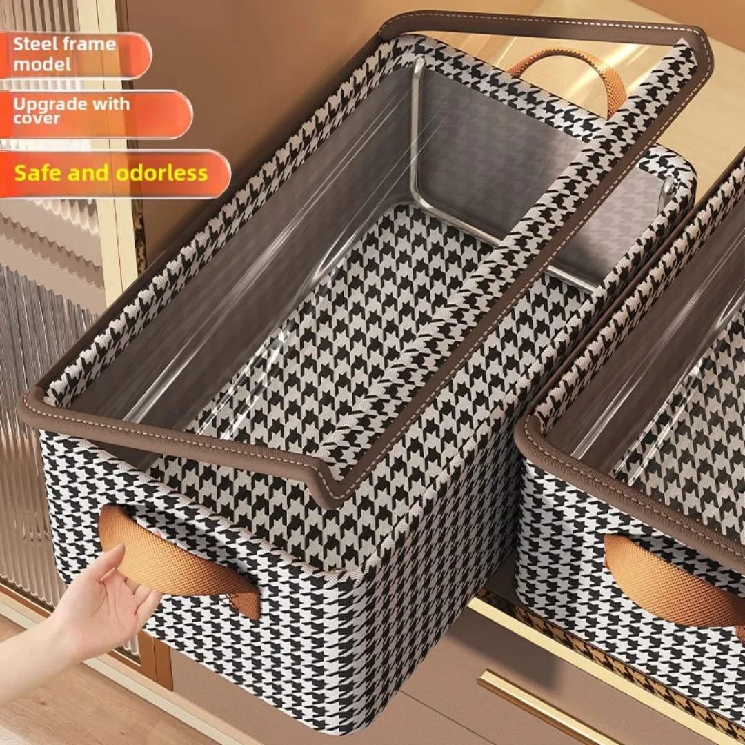 Collapsible Checked Closet Organizer With Cover Home & Storage Closet Organizers