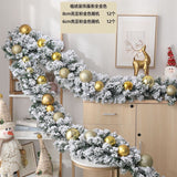 2.7M Christmas Pine Garland Snow Flocking Falling Cedar Rattan with Decorations