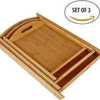 3pcs High Quality Multifunctional Bamboo Serving Trays with Long Handles – Elegant Kitchen and Dining Set house holds Serving Trays
