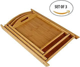 3pcs High Quality Multifunctional Bamboo Serving Trays with Long Handles – Elegant Kitchen and Dining Set