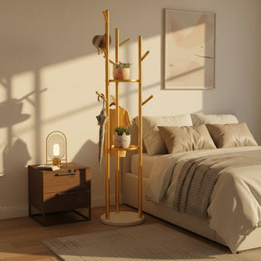 Multifunctional Golden Coat Tree Stand - Metal 30x170cm Home Furnishings Coat & Hat Racks