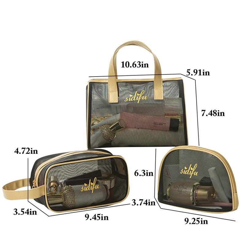 3pcs Makeup Organizer Storage Pouch Toiletry Wash Bag Set for Travel