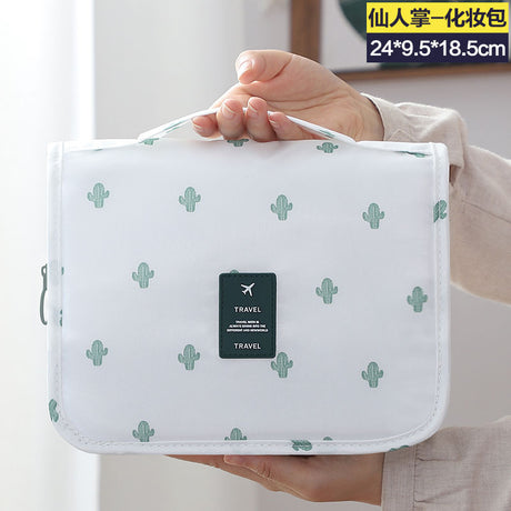 Foldable Waterproof Makeup Cosmetic Bag with Large Capacity and Multiple Prints