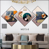 3 Piece 3D Abstract Art Crystal Porcelain Painting with Aluminum Alloy Frame 50x50cm