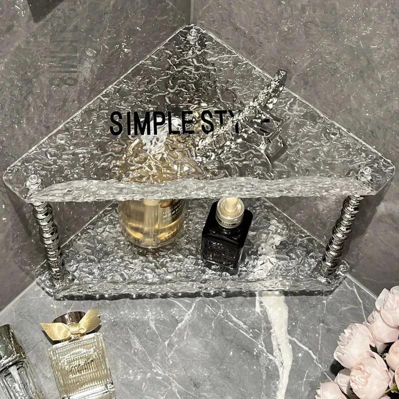 Non-Punching Triangular Acrylic Storage Rack – Nordic Corner Shelf for Bathroom and Home Organization wall maunted caddies Wall-Mounted Caddies