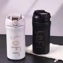 600ml (20 oz) Loff Thermos Cup with Straw Kitchen & Dining Thermoses