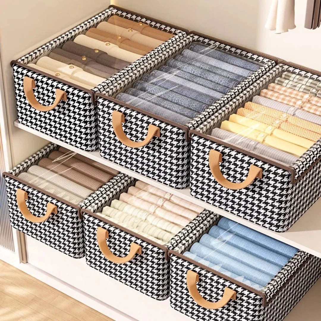 Collapsible Checked Closet Organizer With Cover Home & Storage Closet Organizers