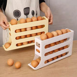 4 Layer Rolling Egg Holder Dispenser Plastic, Holds 30 Eggs, White & Beige.- Furaha Finds Kenya