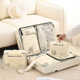 7pcs Luggage Travel Organizers For Suitcase - Cream Oxford Set