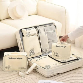 7pcs Luggage Travel Organizers For Suitcase - Cream Oxford Set Travel Accessories Packing Organizers