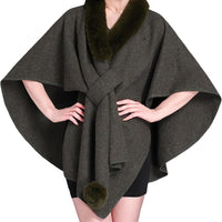 Faux Fur Collar Cape Shawl Cardigan Fashion Accessories Capes