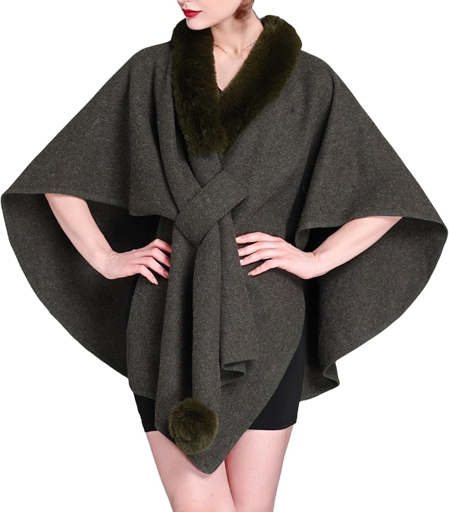 Faux Fur Collar Cape Shawl Cardigan Fashion Accessories Capes