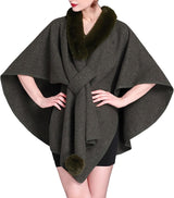 Faux Fur Collar Cape Shawl Cardigan Fashion Accessories Capes