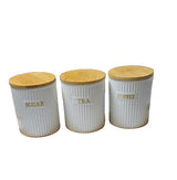 3pcs Ceramic Canisters with Bamboo Stand – 500ml Airtight Storage Jars for Kitchen Organization