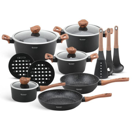 Edenberg 15Piece Nonstick Cooking Pots Set Durable Cookware in White and Black, Easy to Clean- Furaha Finds Kenya