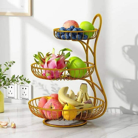 3 Tier Luxury Tea & Snack Table Multi Layer Fruit Tray & Storage Stand for Living Room- Furaha Finds Kenya