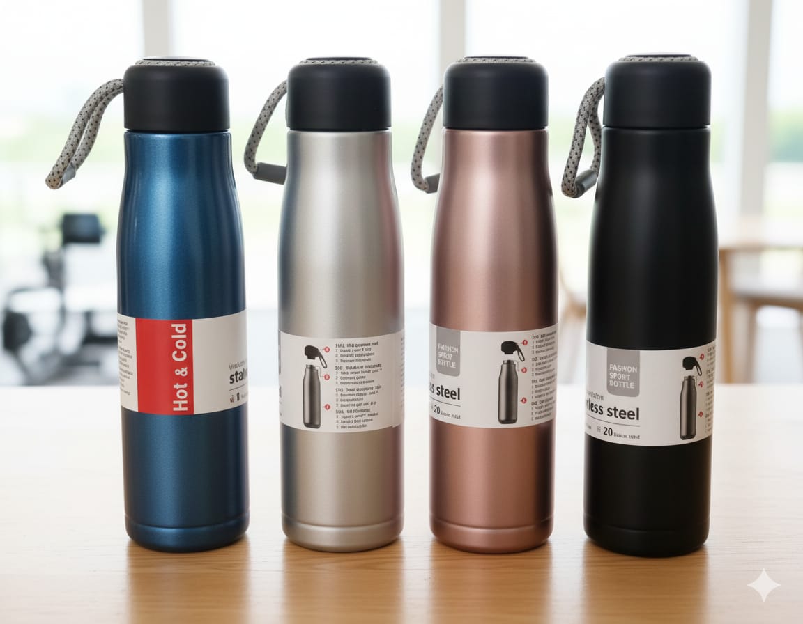600ml Stainless Steel Flask with String Strap